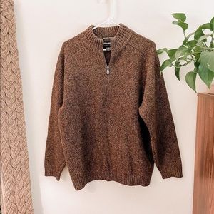 Eddie Bauer brown wool quarter zip
